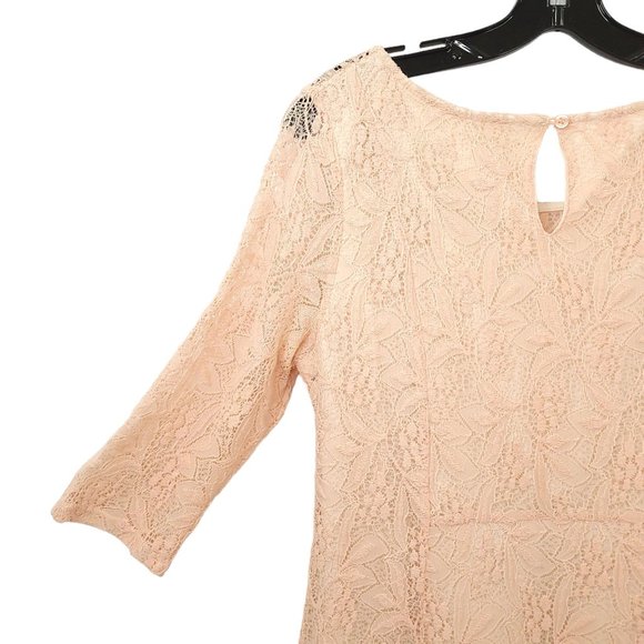 Maeve Anthropologie Pink Lace Floral Dress Size M Round Neck Keyhole Back Lined - Picture 15 of 16